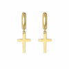 9ct Gold Plain Polished Huggie with Cross Earrings