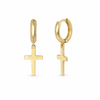 9ct Gold Plain Polished Huggie with Cross Earrings