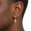 9ct Gold Plain Polished Huggie with Cross Earrings
