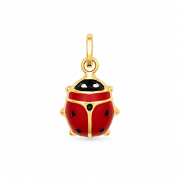 9ct Yellow Gold Enamelled Ladybird Hollow Charm Pendant, front view
