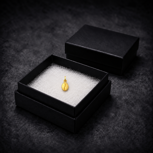 9ct Yellow Gold Coffee Bean Hollow Charm Pendant, in the gift box