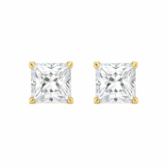 9ct Gold Cubic Zirconia 6mm Square Stud Earrings