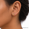 9ct gold plain ball stud earring worn in the ear, labelled as the 6mm