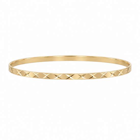 9ct gold 3mm flat diamond cut ladies bangle