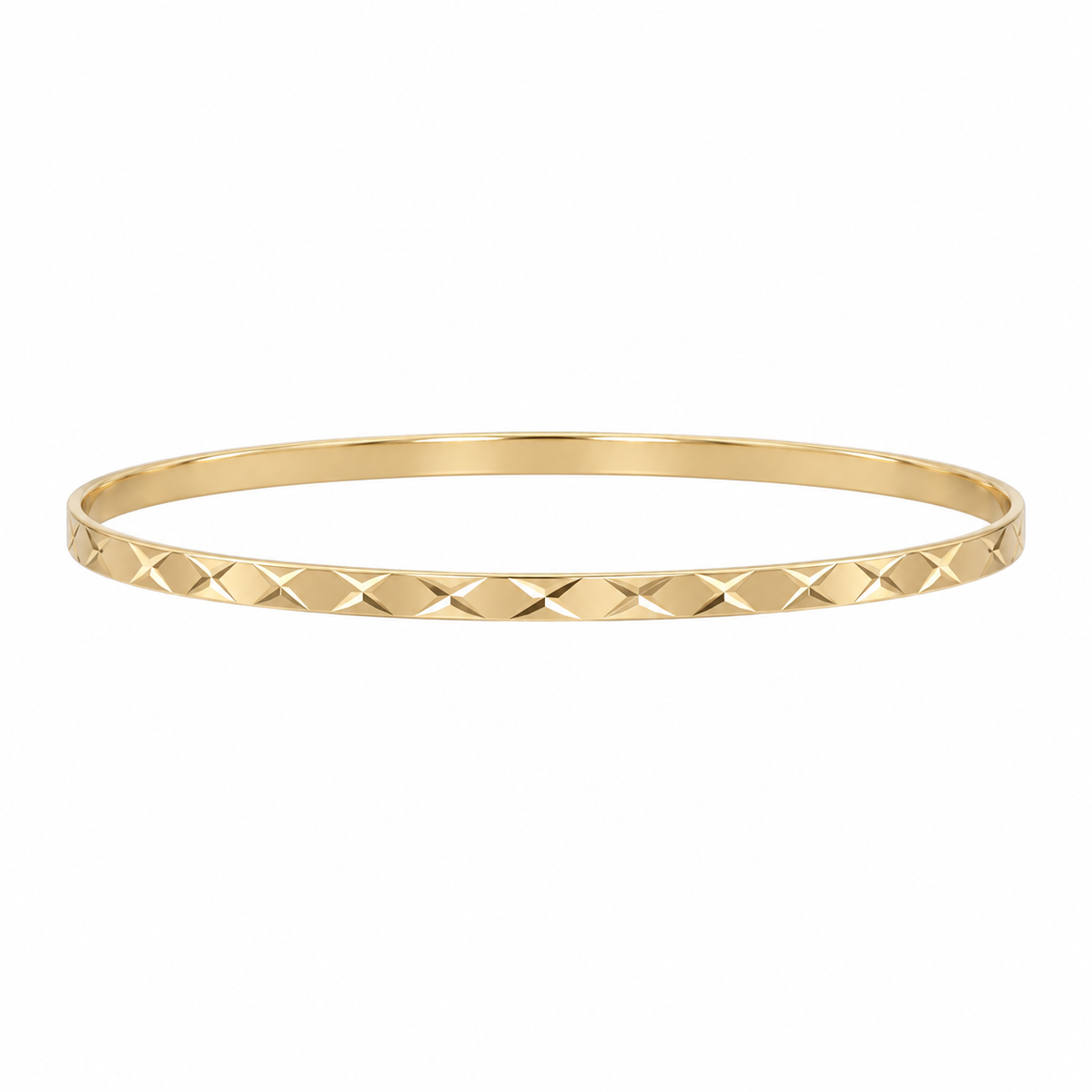 9ct gold 3mm flat diamond cut ladies bangle