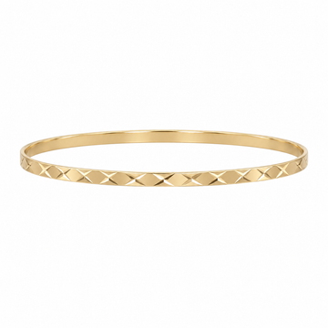 9ct gold 3mm flat diamond cut ladies bangle
