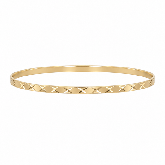 9ct gold 3mm flat diamond cut ladies bangle