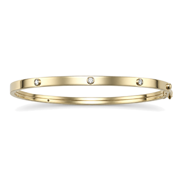 9ct gold CZ hinged children's bangle, showing the hinge and clasp