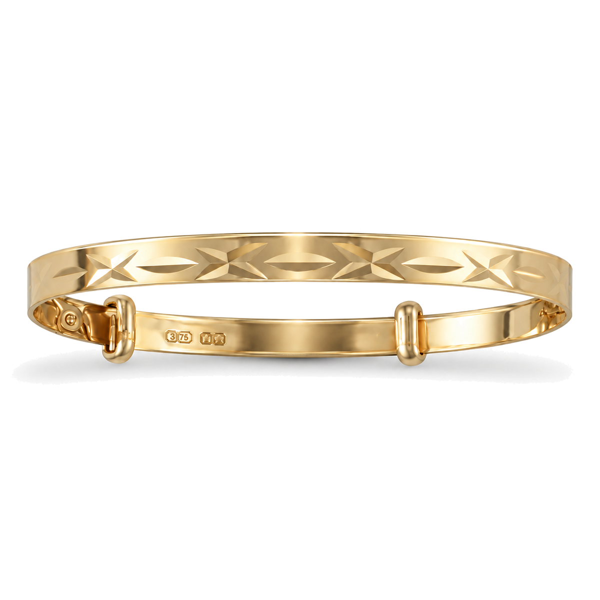 9ct gold diamond cut expandable children's bangle
