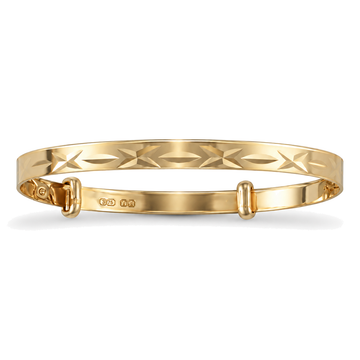 9ct gold diamond cut expandable children's bangle