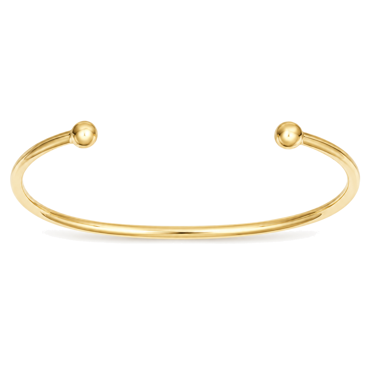 9ct gold ladies solid torque bangle with polished ball ends