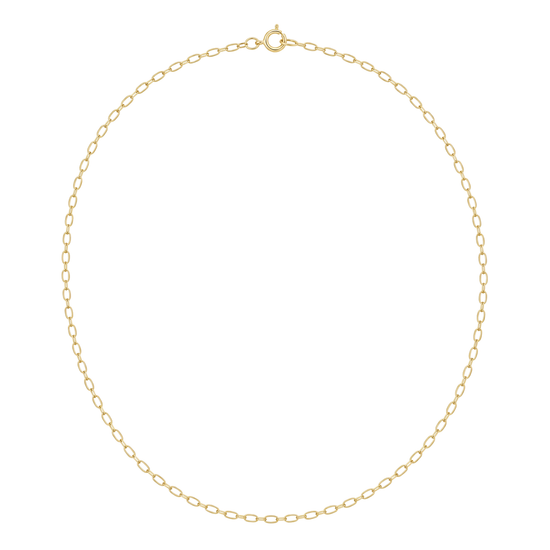 9ct gold ultra fine oval belcher chain laid in a full circle