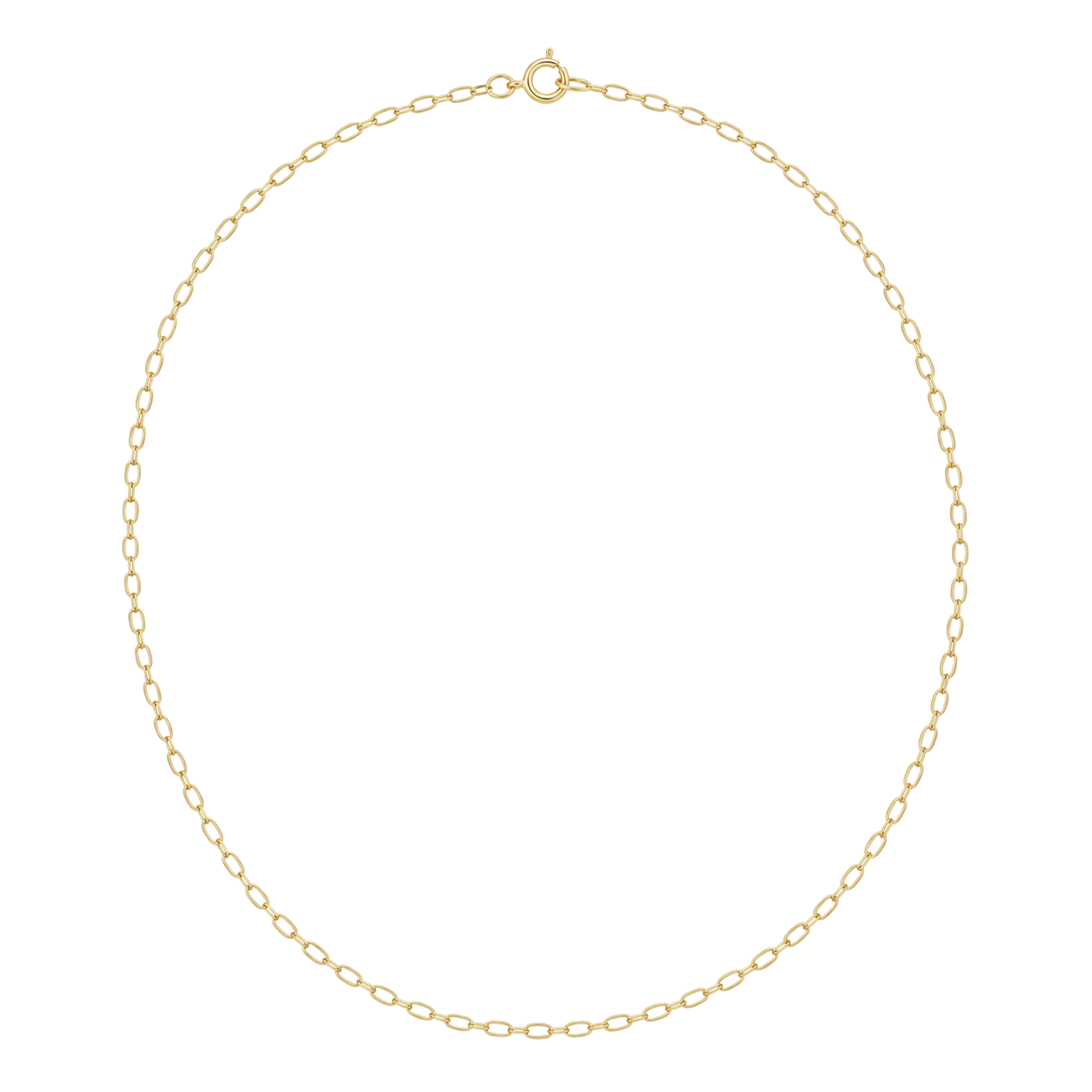 9ct gold ultra fine oval belcher chain laid in a full circle