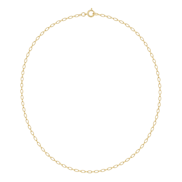 9ct gold ultra fine oval belcher chain laid in a full circle