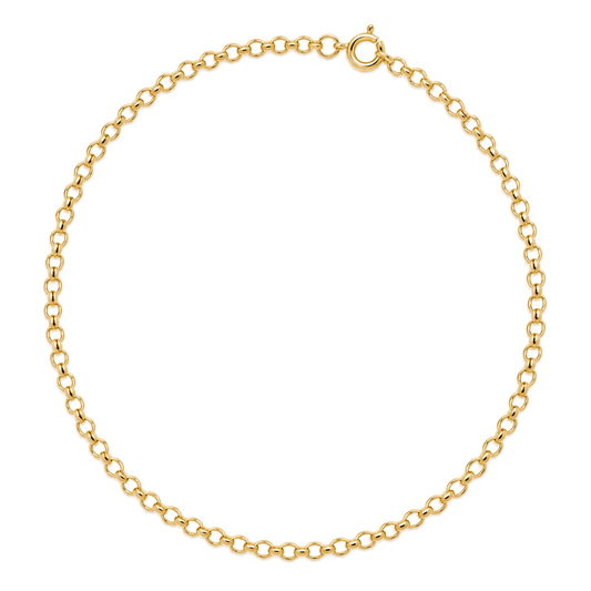 9ct gold round belcher chain laid in a full circle