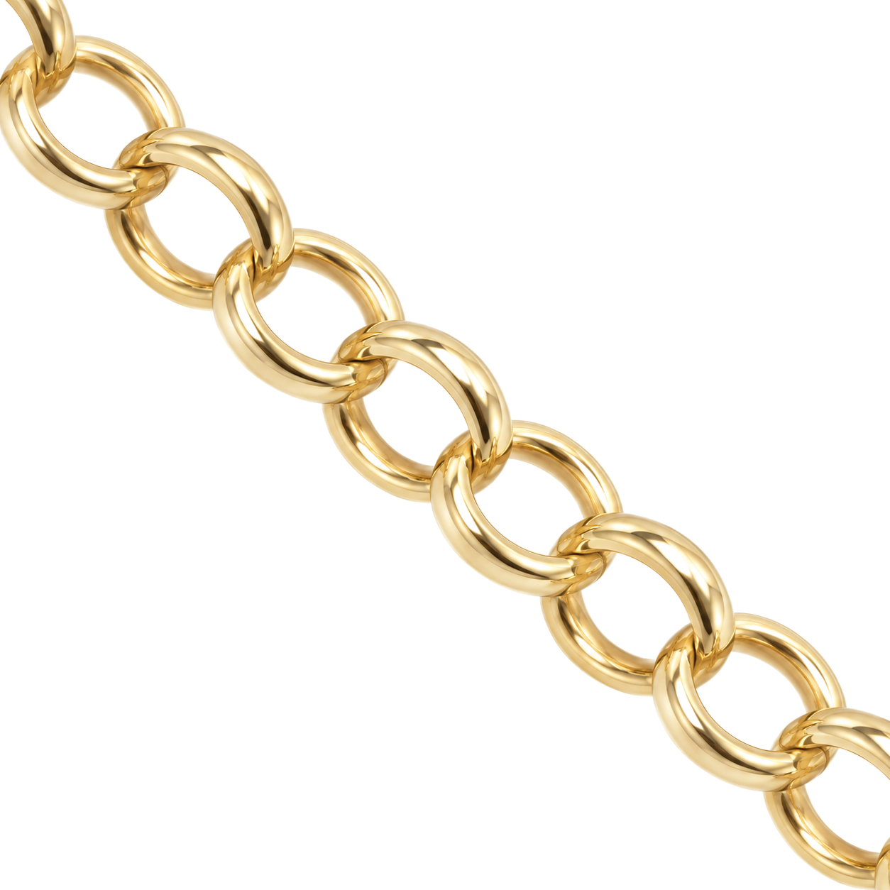 Close detail of 9ct gold round belcher chain links