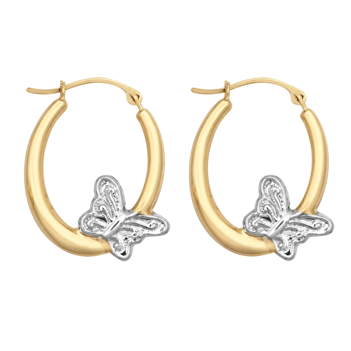 9ct Gold Butterfly Creole Earrings