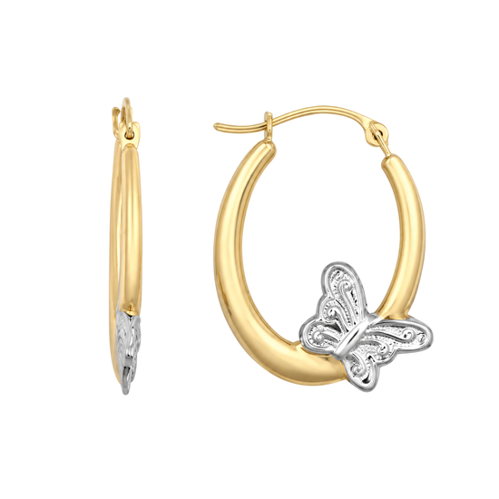 9ct Gold Butterfly Creole Earrings