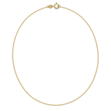 9ct gold 0.7mm diamond cut curb chain laid in a full circle