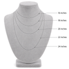 Chain length guide, 16 to 24 inches shown on a neck