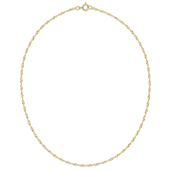 9ct gold ultra light Singapore chain laid in a full circle