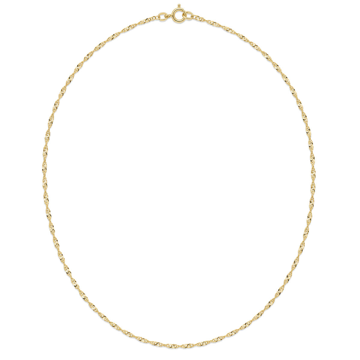 9ct gold ultra light Singapore chain laid in a full circle