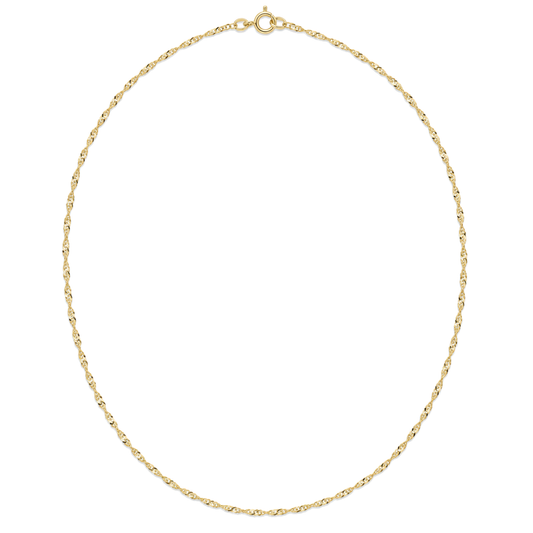 9ct gold ultra light Singapore chain laid in a full circle