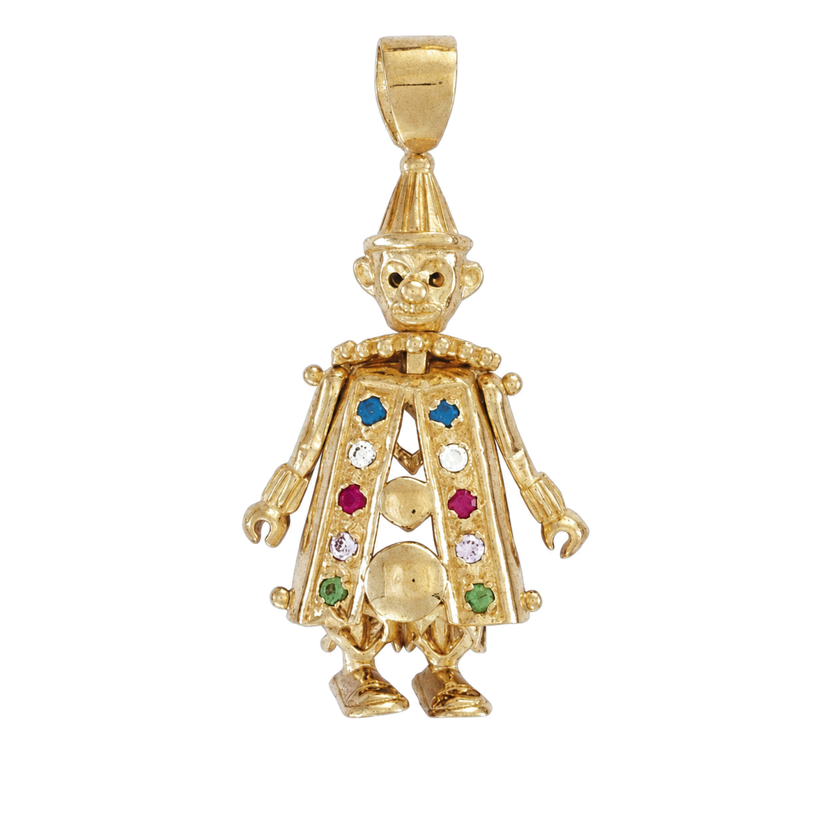 9ct gold movable clown pendant