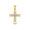 9ct gold CZ filigree cross pendant, the 46mm size