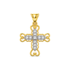 9ct gold CZ filigree cross pendant, the 22mm size
