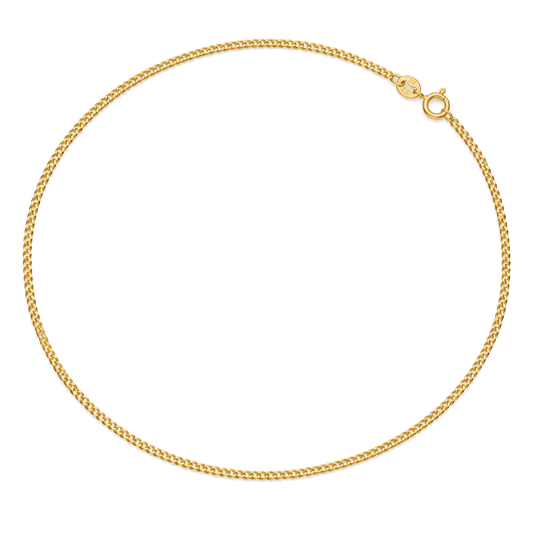 9ct gold 1.2mm classic curb chain laid in a full circle