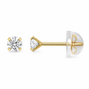 9ct gold 3mm CZ stud earring from the side with its silicone back