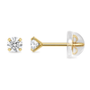 9ct gold 3mm CZ stud earring from the side with its silicone back