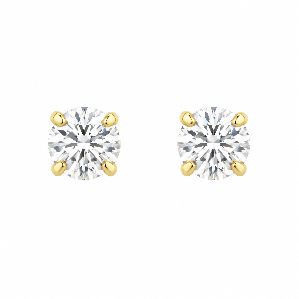 9ct gold 3mm CZ stud earrings, the pair