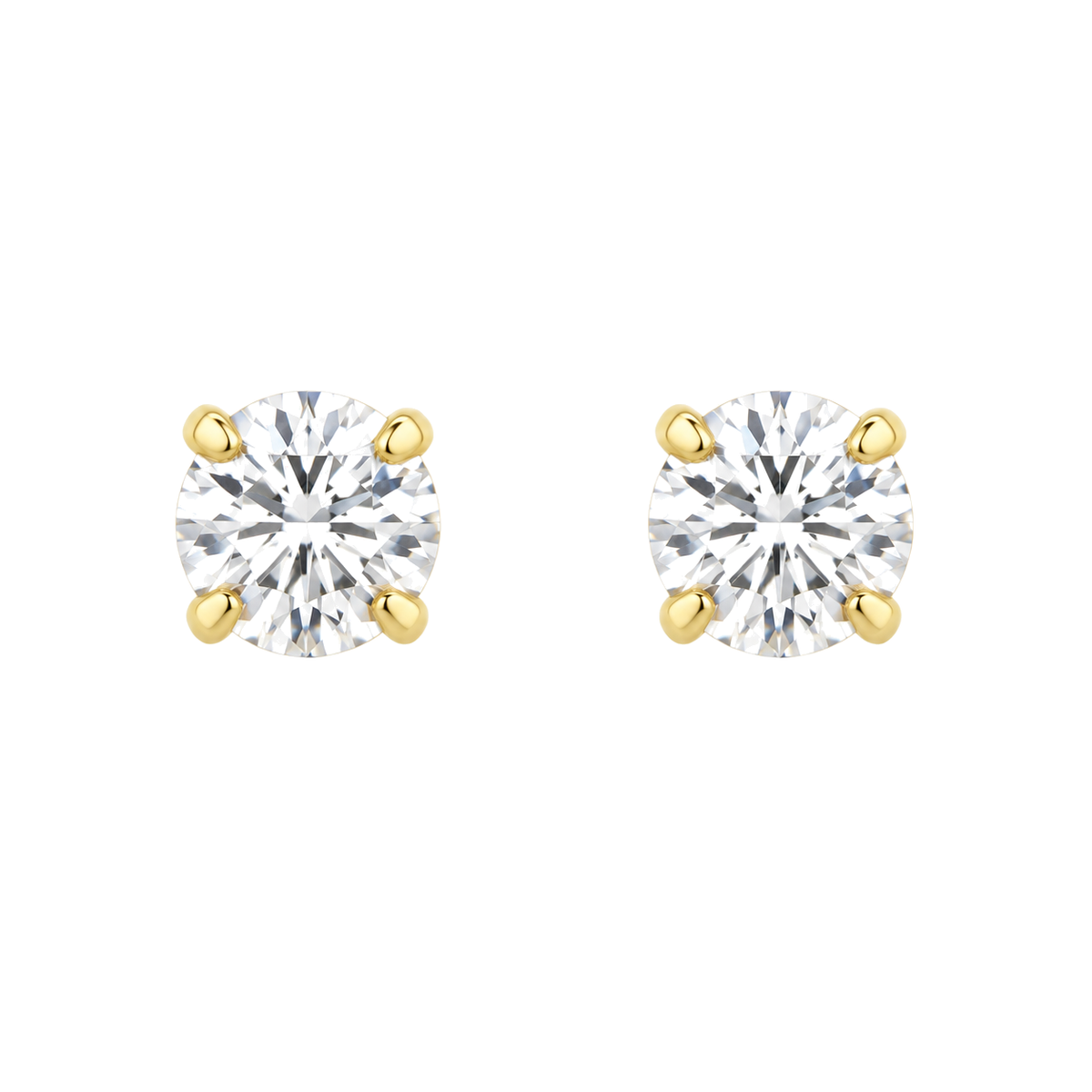 9ct gold 3mm CZ stud earrings, the pair