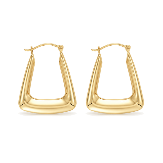 9ct gold handbag creole earrings, the pair