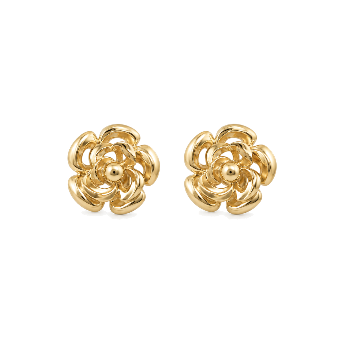 9ct gold flower stud earrings, the pair