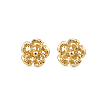 9ct gold flower stud earrings, the pair