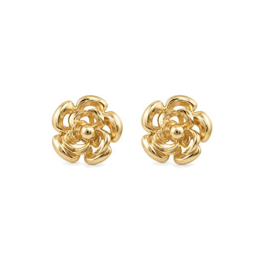 9ct gold flower stud earrings, the pair