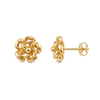 9ct gold flower stud earring from the front and the side, showing the depth of the petals and the post and butterfly