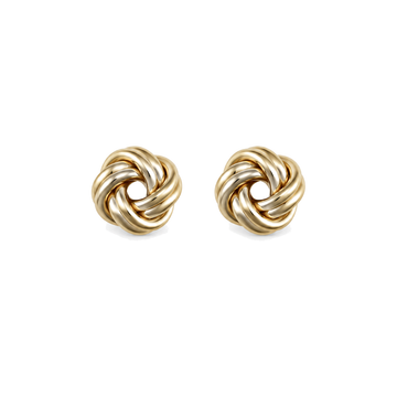 9ct gold double knot stud earrings, the pair