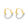 9ct two-tone gold CZ heart creole earrings, the pair