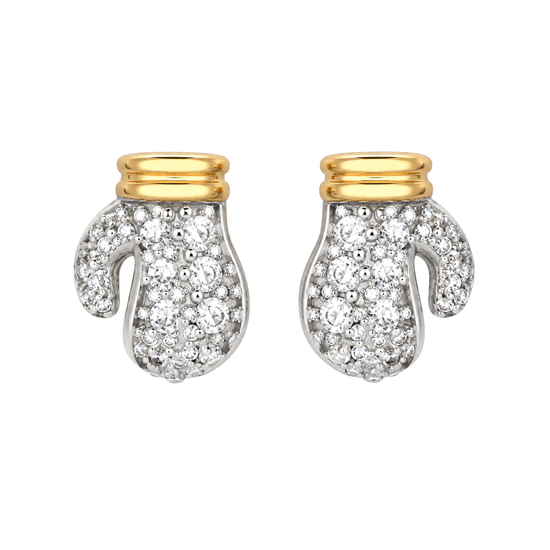 9ct gold CZ boxing glove stud earrings, the pair