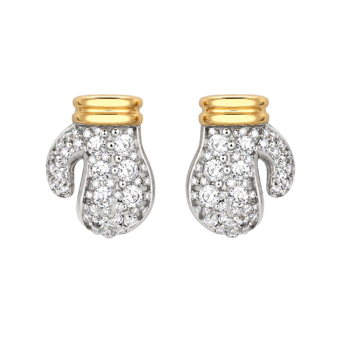 9ct gold CZ boxing glove stud earrings, the pair