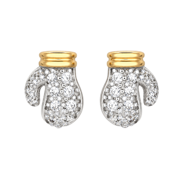 9ct gold CZ boxing glove stud earrings, the pair