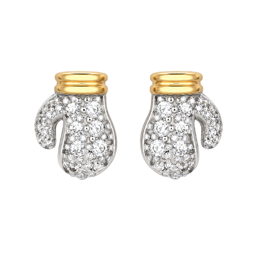 9ct gold CZ boxing glove stud earrings, the pair
