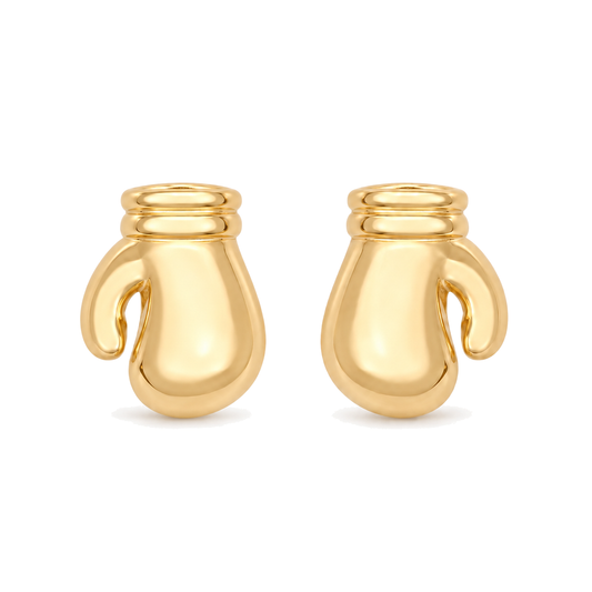 9ct gold boxing glove stud earrings, the pair
