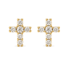 9ct gold CZ cross stud earrings, the pair