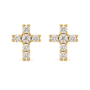 9ct gold CZ cross stud earrings, the pair