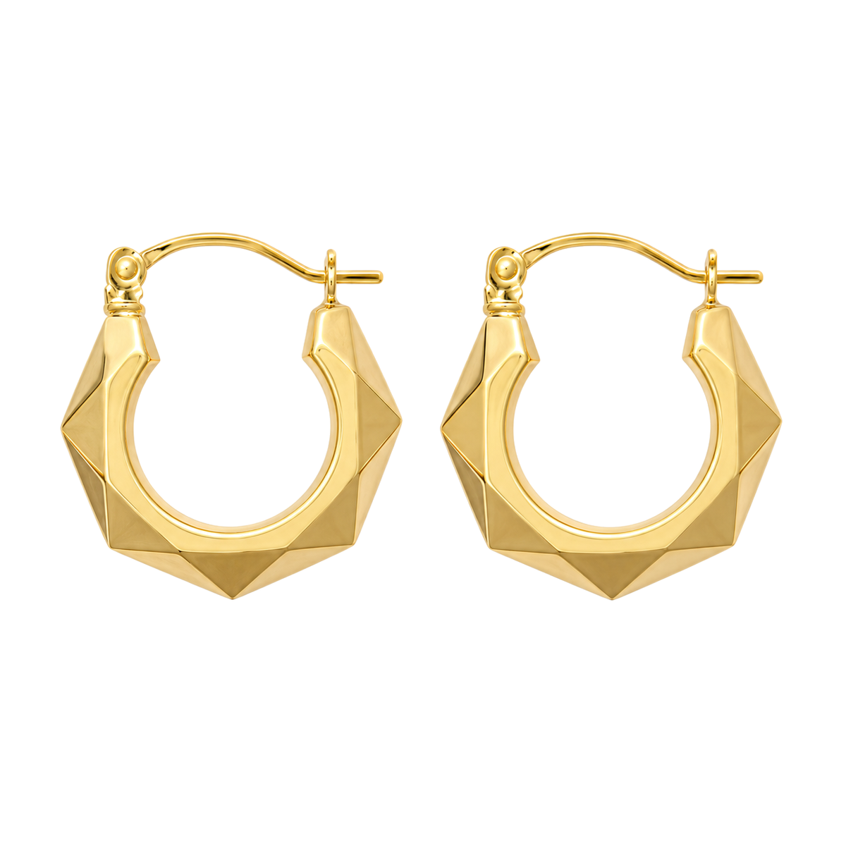9ct Gold Faceted Creole Earrings